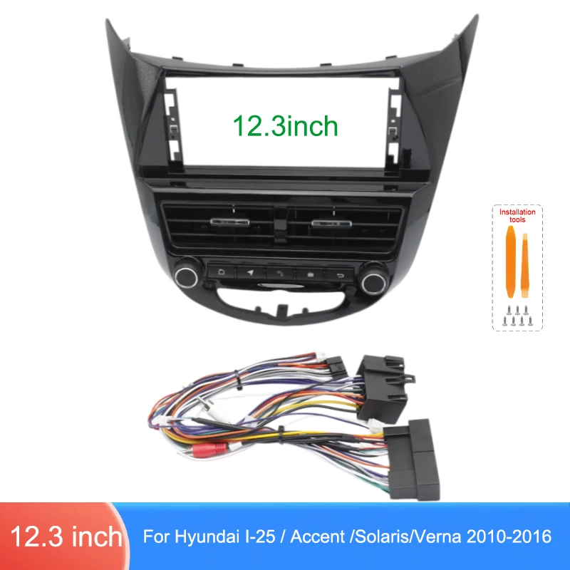 12.3 Inch Dashboard Upgrade Panel For Hyundai i25 Accent Solaris Verna 2010-2016 Wiring Harness