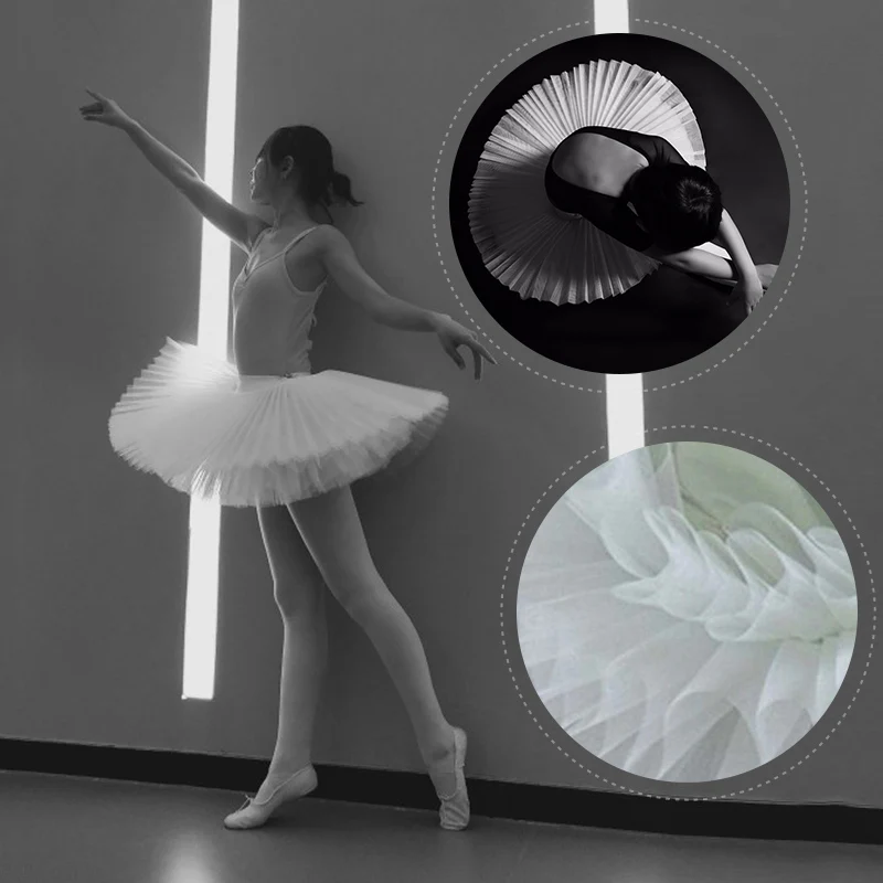 Gonna Tutu di balletto per bambini Costume da spettacolo di danza pratica di danza per adulti Dancewear gonna di balletto multistrato di colore rosso bianco nero