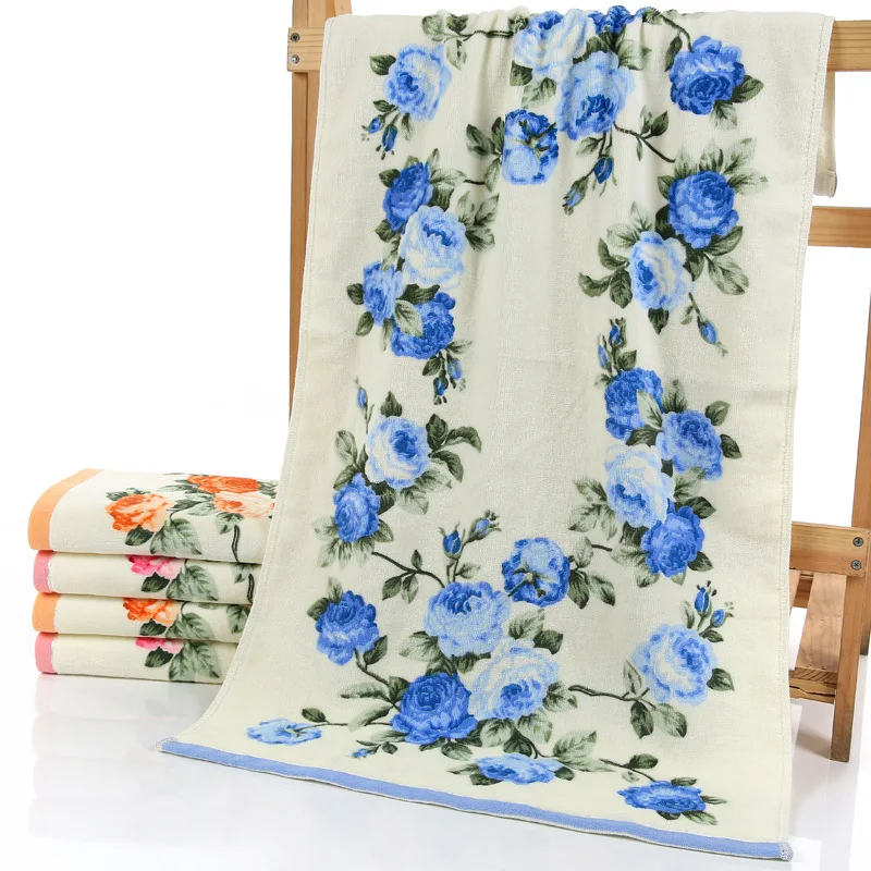 Soft Peony Flower Printing Towels Quick Dry Bathroom Towels Face Cloth Home Textile Hotel Supplies 2024 New