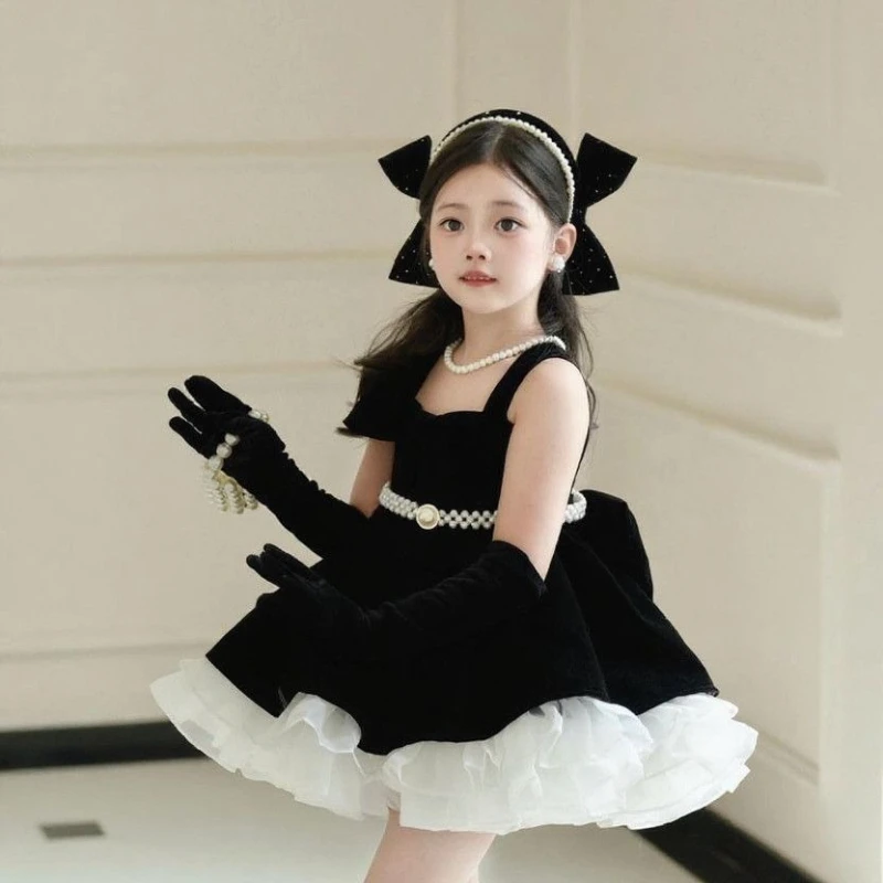 2026 Kids Sweet Baby Girl Birthday  Black Fashion Lolita Tutu Pageant Party Gown OutfitDress Costume Children Princess Style