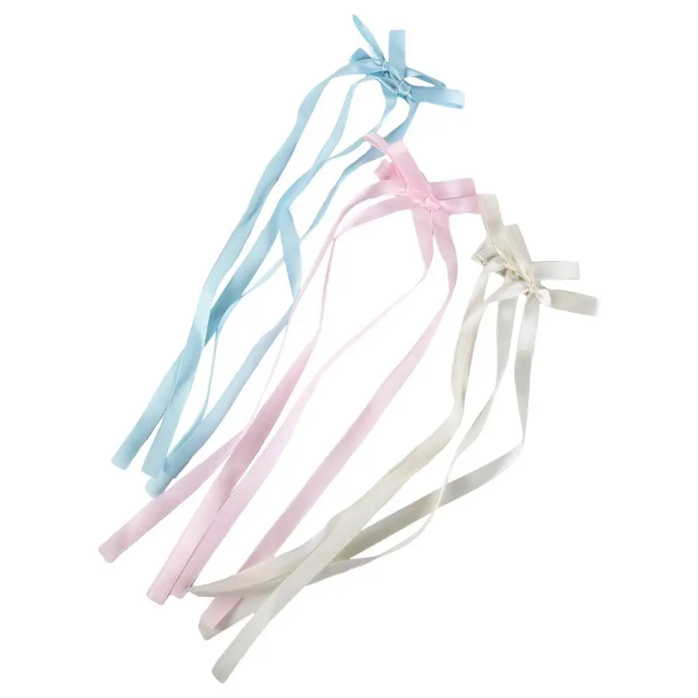 Lovely Cloth Long Ribbon Hair Clip Balletcore Hair Tie Bowknot Hair Tie Lolita Hair Accessories Y2k Hair Tie Dairy