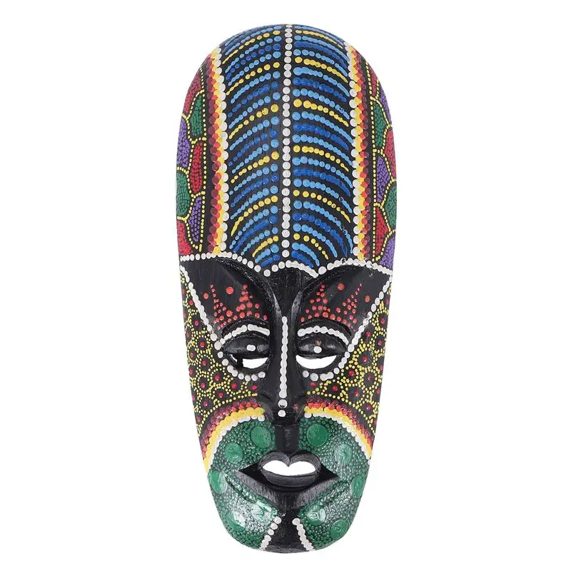 A20F-Wooden Mask Wall Hanging Solid Wood Carving Painted Facebook Wall Decor Bar Home Decorations African Totem Mask Crafts