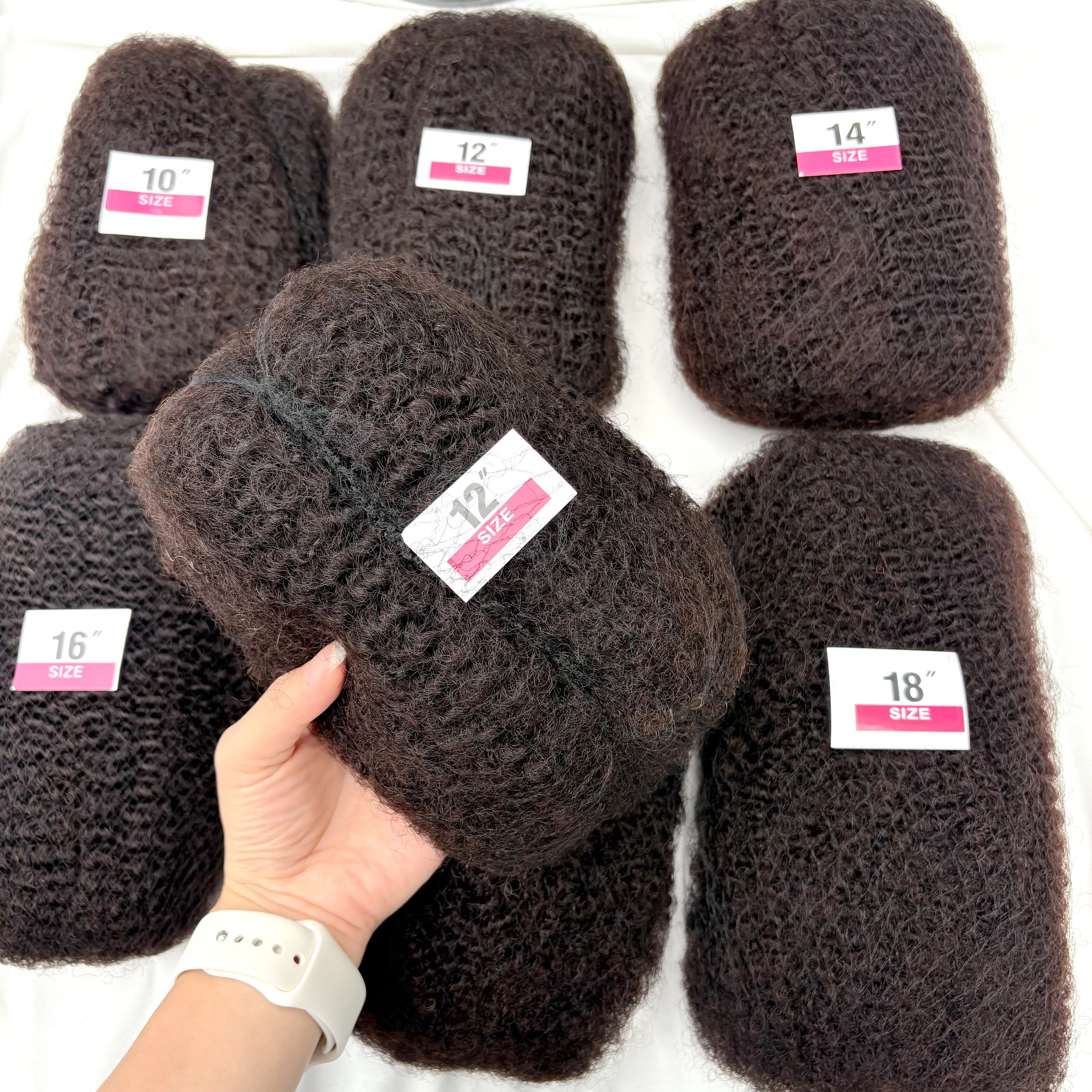 Estensioni dei capelli umani sfusi afro crespi da 10-18 pollici 4C senza trama Remy brasiliana naturale per locs Micro intrecciatura twist confezione da 30/50 g