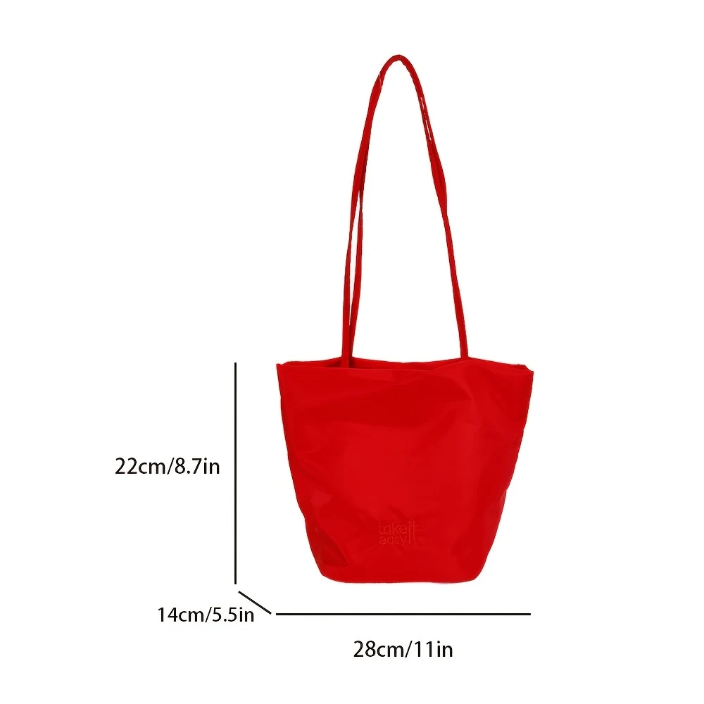 Bonbonfarbene Schultertasche aus Nylongewebe, Damen-Handtasche mit großer Kapazität, lässige Pendeltasche, Handtasche – Detail 1