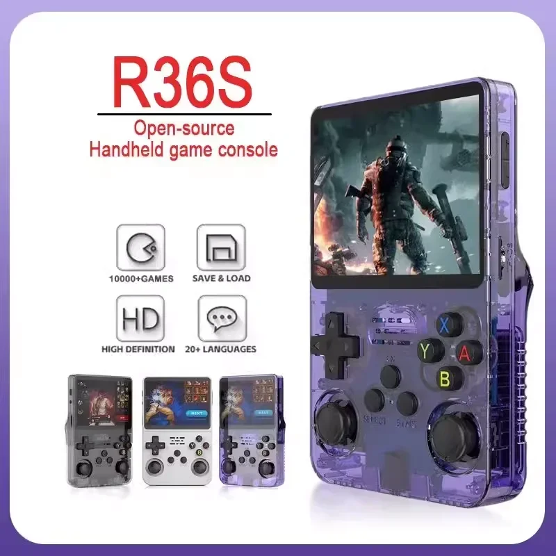 R36S Retro Handheld Video Game Console Linux System 3.5 Inch IPS Screen Portable Pocket Video Player 128GB Games R35s Pro