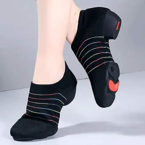 Women's Latin Dance Shoes for Adults, Breathable Knit Outdoor Ballroom Dancing Shoes for Ladies