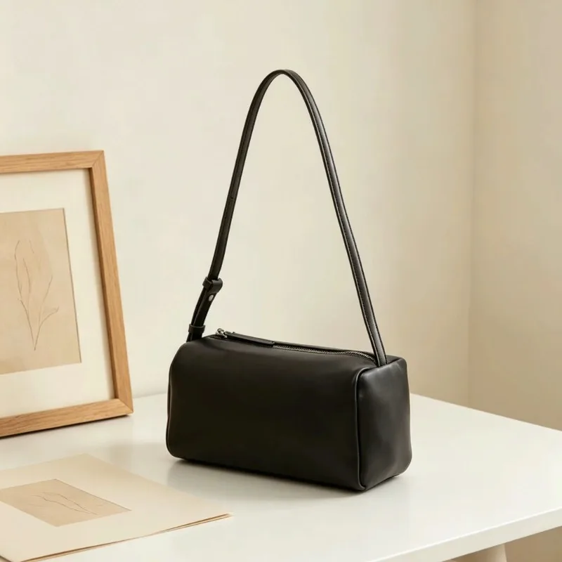 Minimalist Elegant Everyday Shoulder Bag for Women Genuine Leather Top Grain Leather Korean Style Luxury Handbag Portable