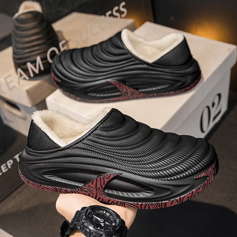 Men Slippers Cotton Warm House Wear Padded Comfortable Top Quality Non Slip Women Brand Plush Hiking Indoor Work Winter Shoes
