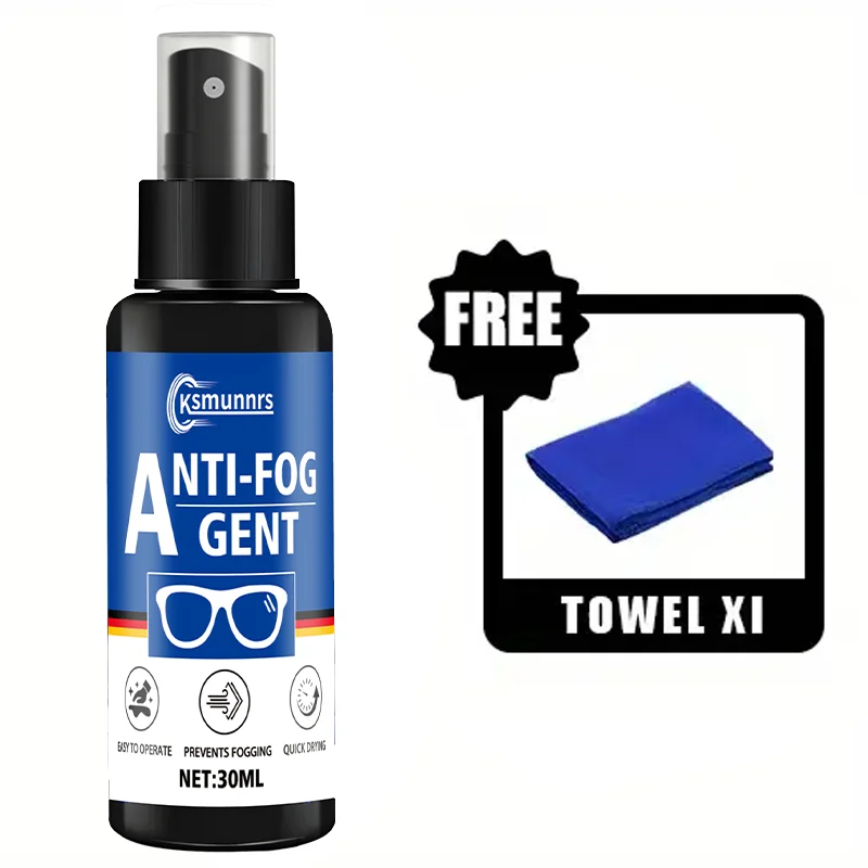30ml Portable Anti-Fog Spray: Multi-Use for Goggles/Glasses/Helmets/Car Glass, PVC Black Bottle, Vision Enhancer, Sleek, Free To