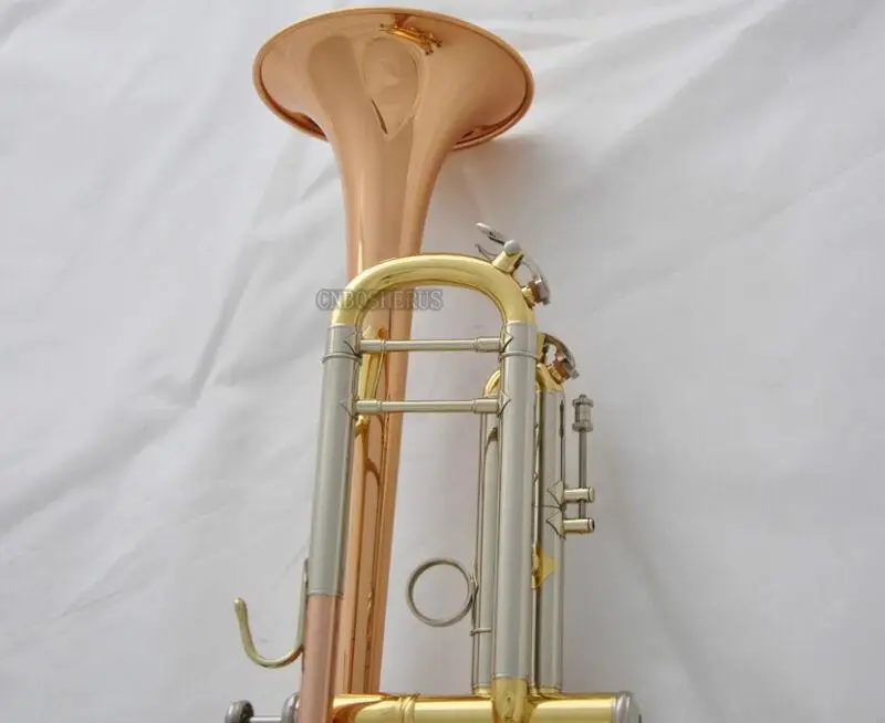 High quality High Grade Rose Brass Trumpet ABALONE Keys Bb Horn Cupronickel tuning pipe