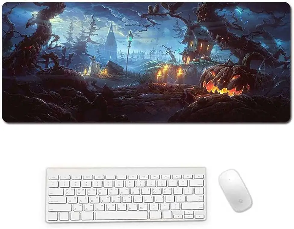 

Halloween Carnival Gaming Rubber Mouse Pad 800x300mm Pumpkin Mousepad with Anti-Slip Stitched Edges for Office Work Home Gifts