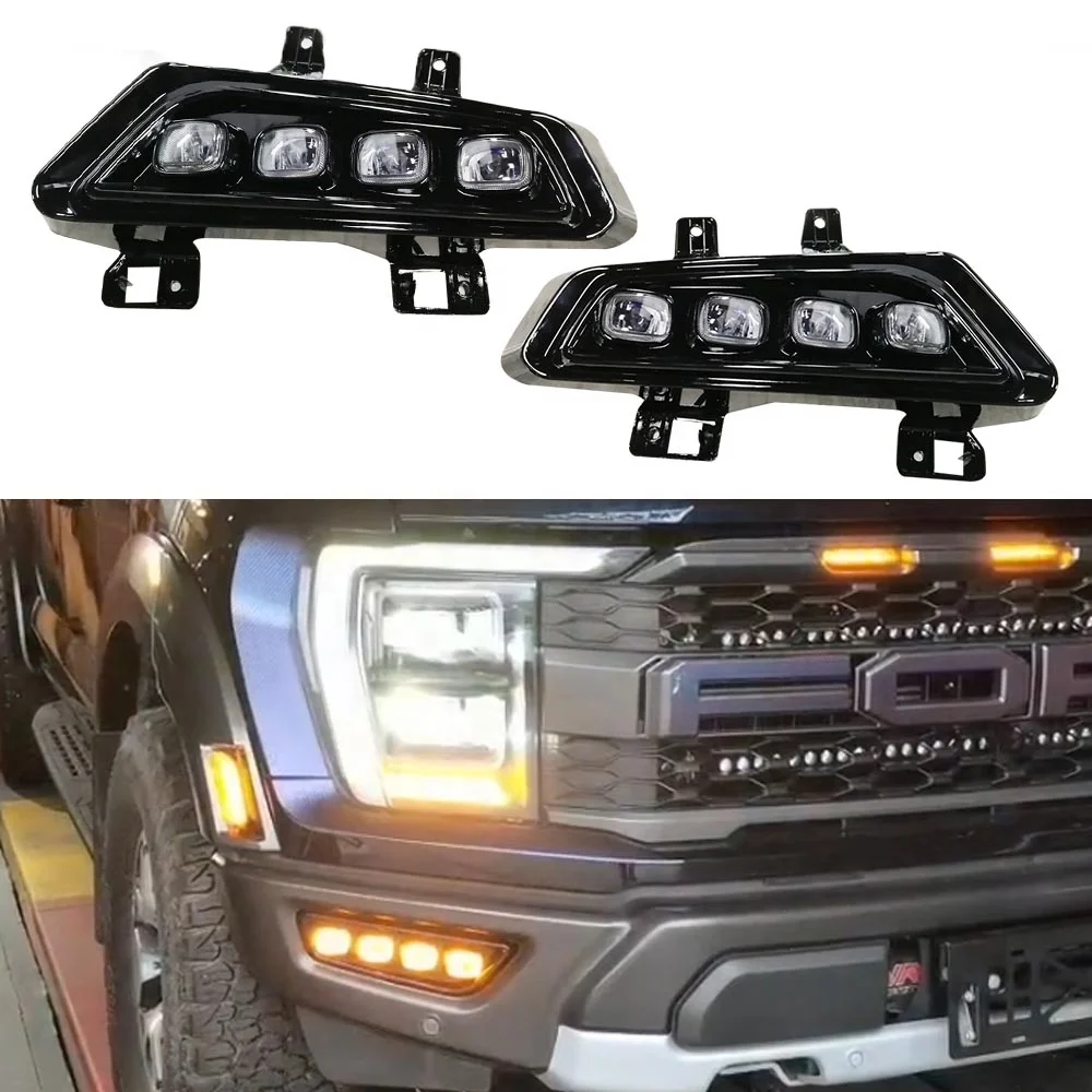 

OVOVS Waterproof Blue Night Lamp Amber Turn Signal White Daytime Running Light For Ford F150 Raptor 2022