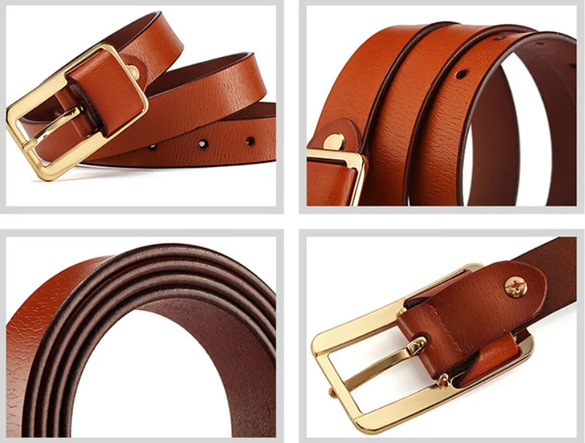 Modischer Damen-Ledergürtel, breiter Taillengürtel für Hemden, luxuriöser Designer-Gürtel für Damen, 2,3 cm – Detail 6