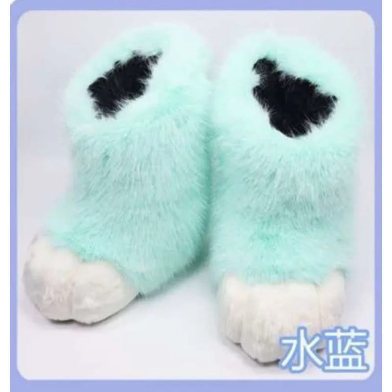 Furry Cat Paw Shoes Fluffy Boots Girl Shoes Beast Paw Cute Plush Kig Fursuit Animal Foot Socks Anime Party Cosplay Costume view 5