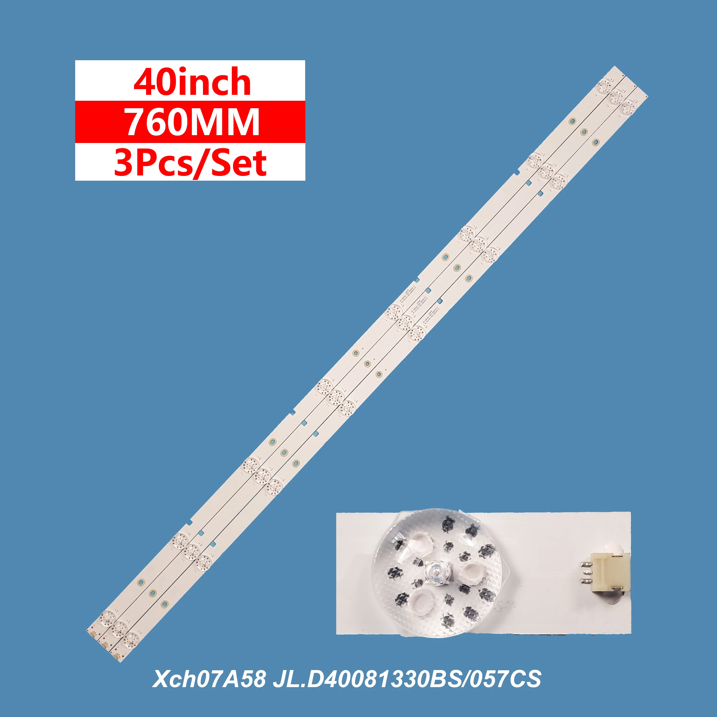 LED TV backlight strip JL.D40081330-057CS-M 8LED 760*15 3V2W for 40 inch TV 3pcs/set  D40081330 057CS