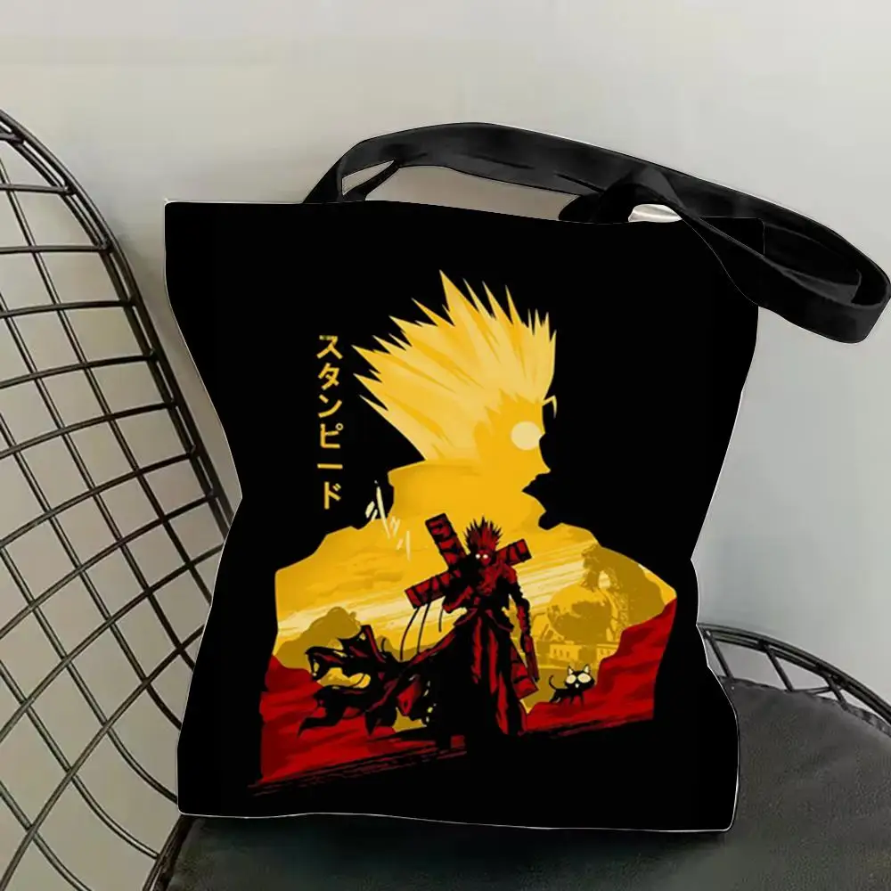 Cool Anime T-Trigun Storage Bags Canvas Double-Sided Print Tote Bag Large Capacity Shoulder Fashion Shopping Handbag