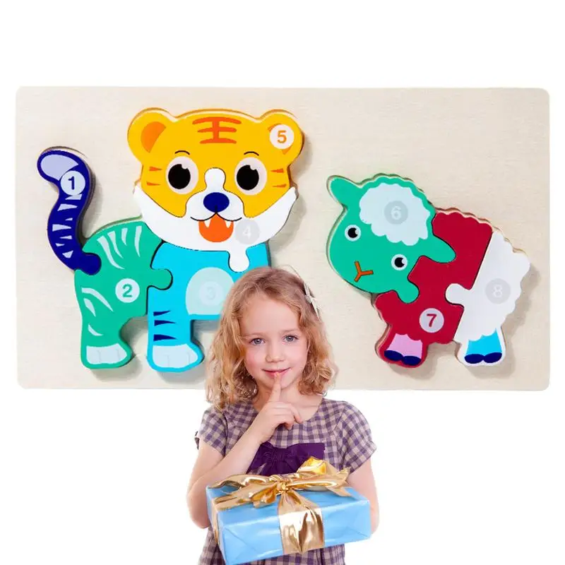 

Wooden Jigsaw Puzzles Wood Jigsaw Animal Puzzles Portable Stacking Game Preschool Toys Birthday Gift For Toddler Girls Kids