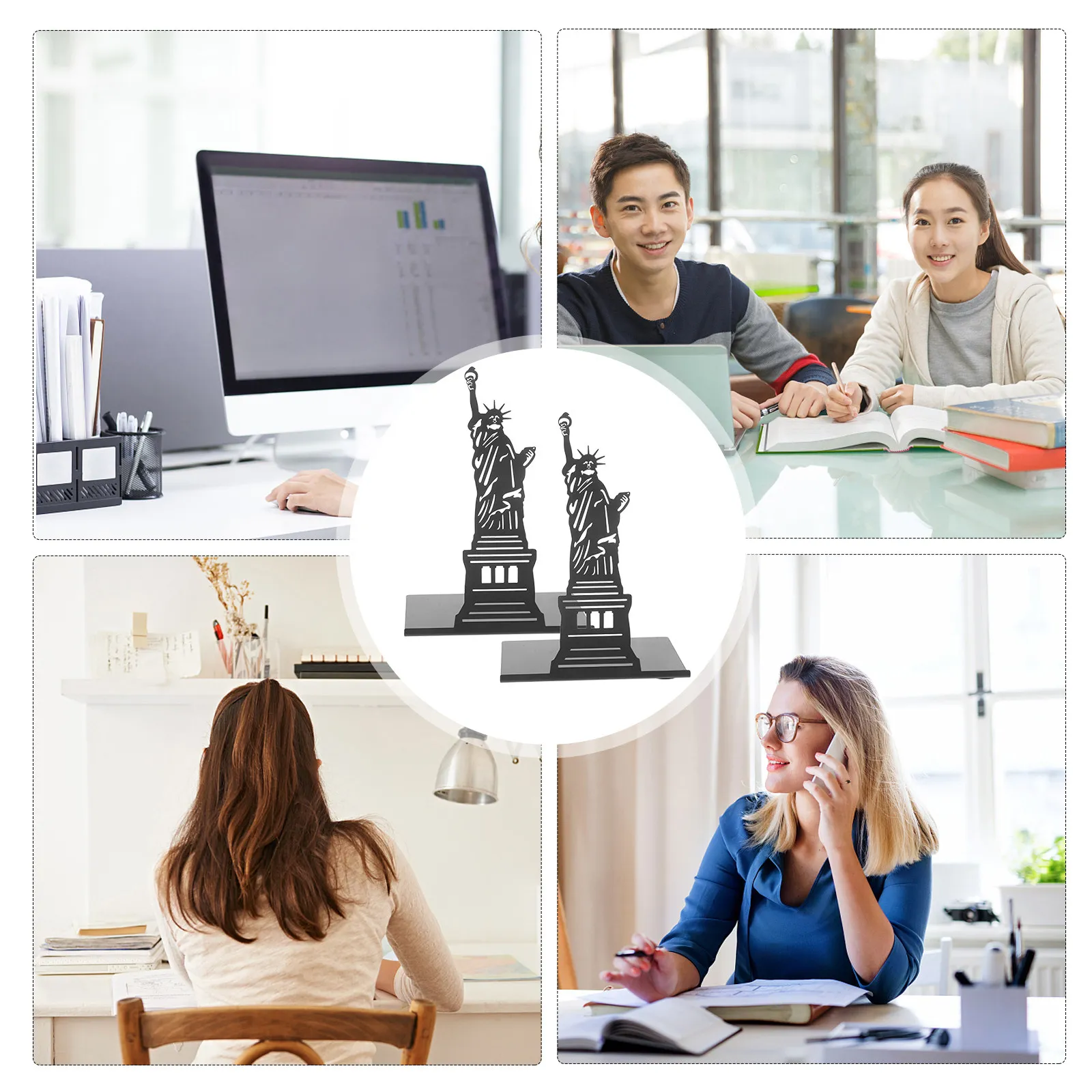 2Pcs Rust-Resistant Iron Bookends Wide Base Book Ends for Shelves Convenient Book Organizer Decorative Bookend Study Supplies