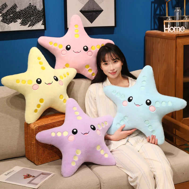 43/53cm Ocean Series Sea Star Throw Pillow 12cm Cute Sea Star Plush Pendant Keychain Soft Toy Room Decor Kid Birthday Gift