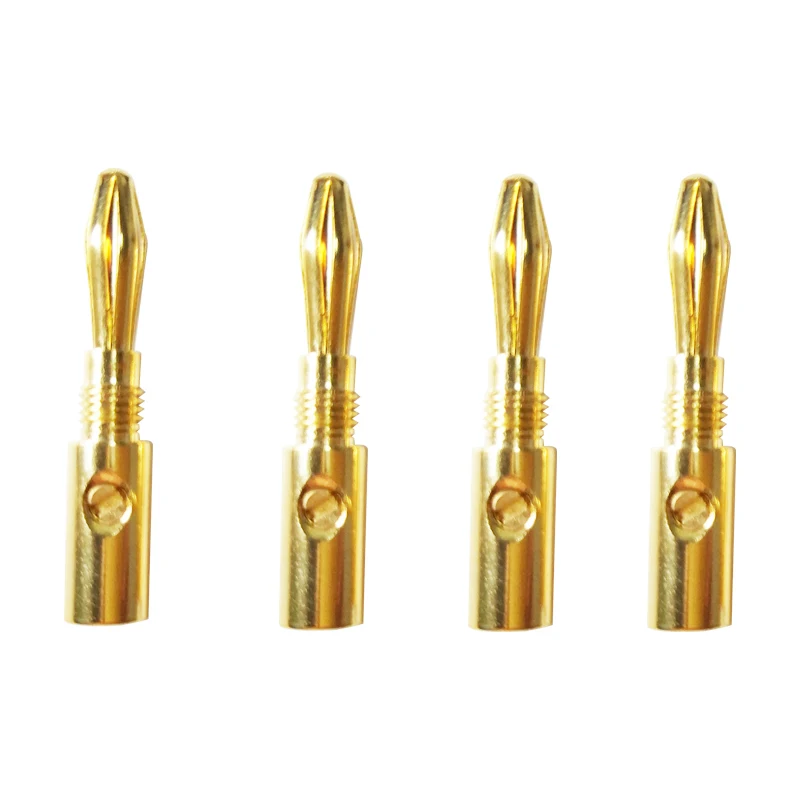 Hifi 24K Gold Plated 4mm banana head OFC terminal plug Audio Speaker Plate Plug copper plated plug 8pcs