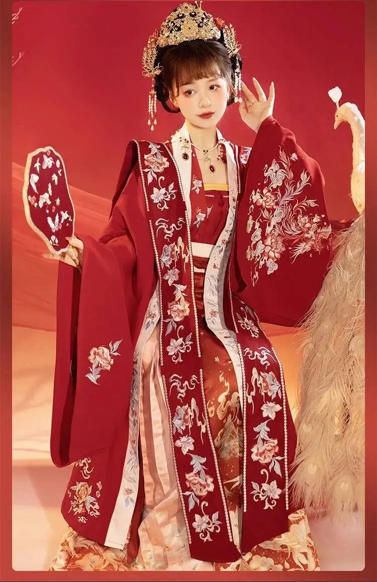 قميص Shiqi الصيني القديم (Nirvana) Hanfu لأغنية الشتاء النسائية بأكمام طويلة، ملابس السنة الجديدة، ملابس الزفاف، Xiapei الثقيلة em #3