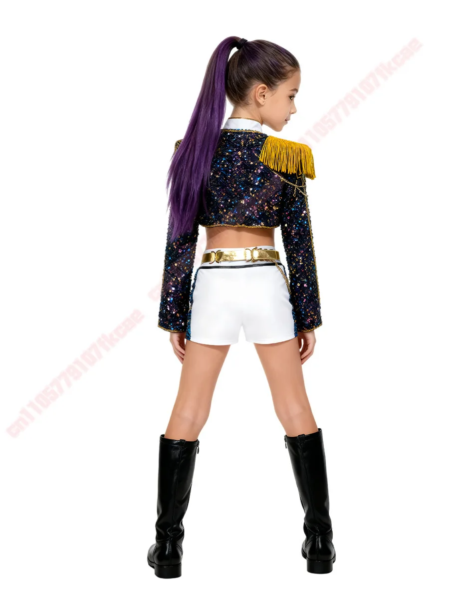 2025 Children Zoey Mira Rumi 3D Print Cosplay Costume Halloween Carnival K-Pop Hunters Girl Group Idol Role Play Dress Up Outfit