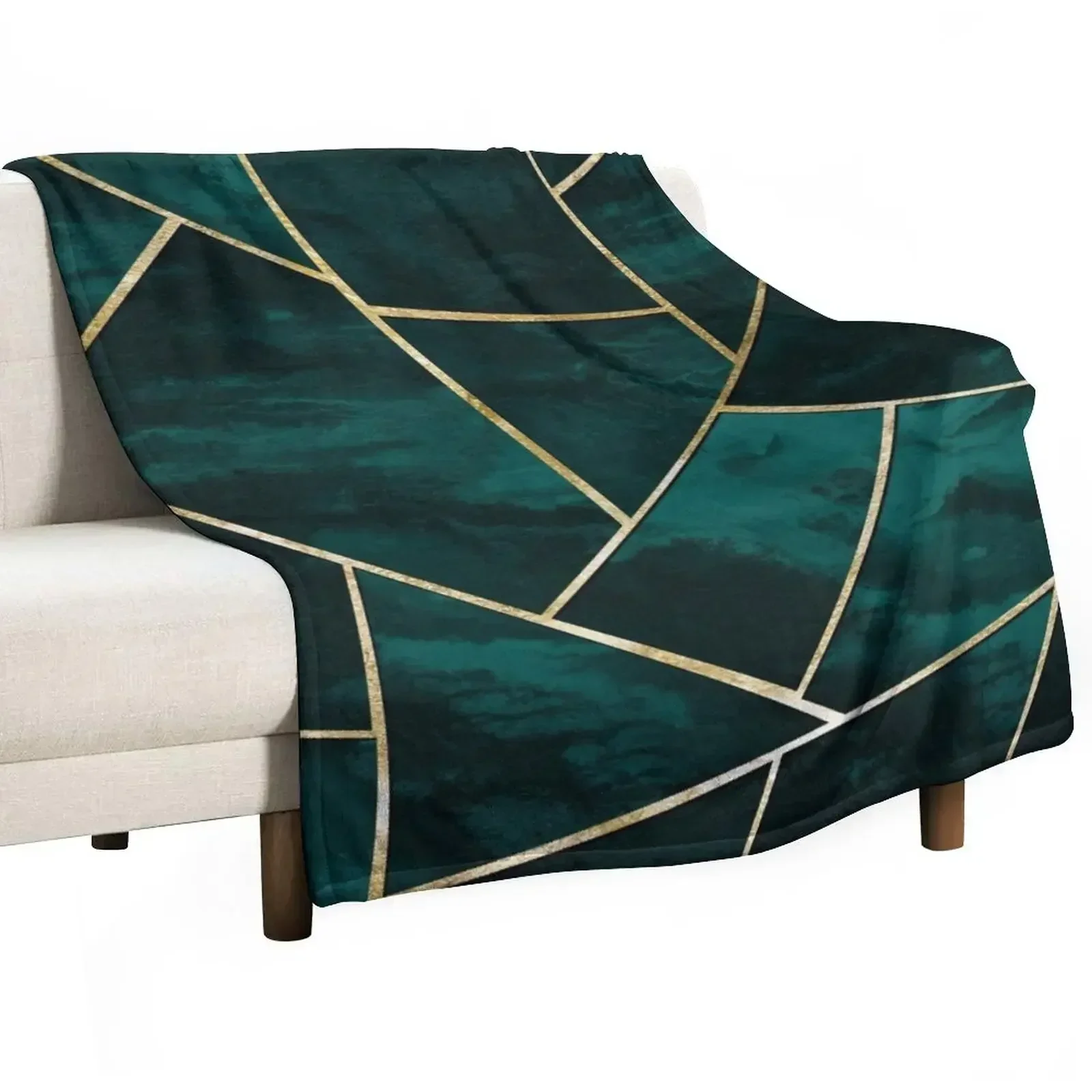 

Dark Teal Ink Gold Geometric Glam #1 #geo #decor #art Throw Blanket Camping Sofa Quilt Luxury Thicken Blankets