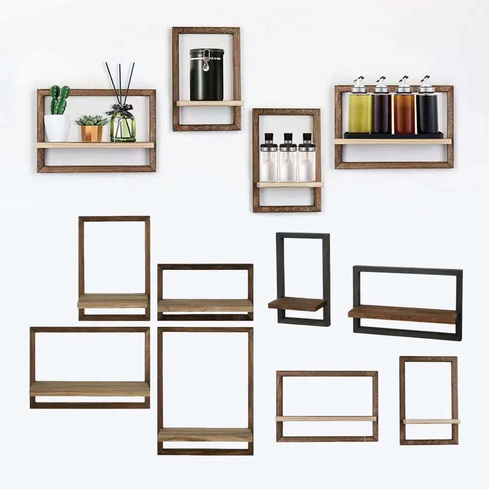 

Modern Floating Wall Shelf Set of Wooden Floating Shelf Storage Racks with Smooth Edge Burr-free Installation for Wall Display