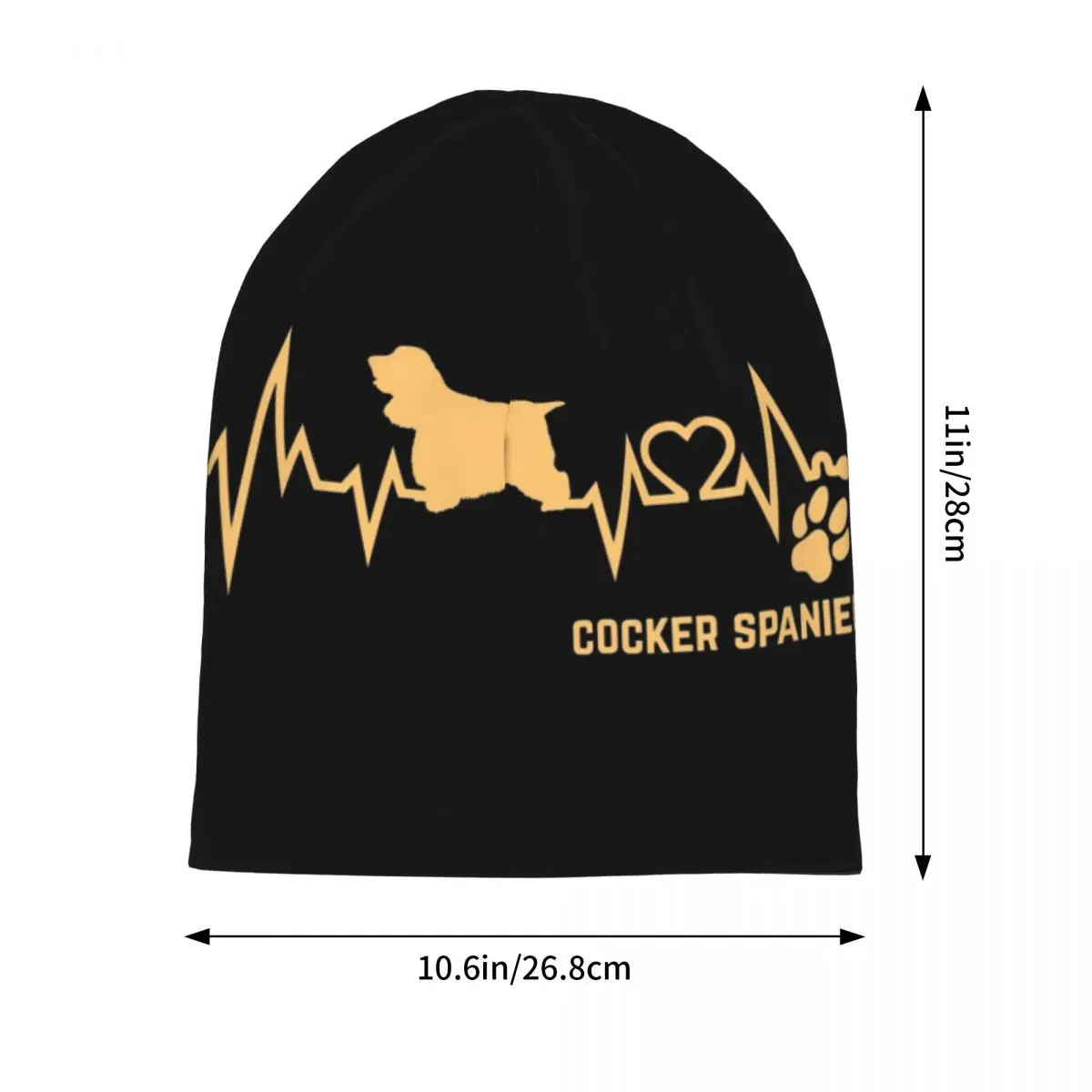 Cocker Spaniel Dog Lover 심장 박동 ECG 펄스 애완 동물 품종 Paw Skullies Beanies 모자 따뜻한 모자 니트 보닛 모자 남성 여성용
