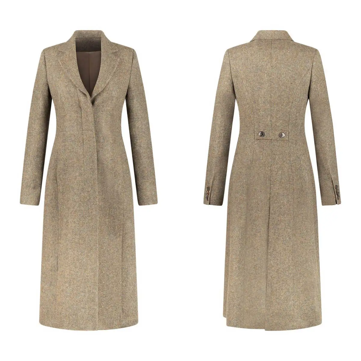 Women Winter Long Coat Fashion Tweed Jacket Vintage Custom Made Birthday Party Formal Wear