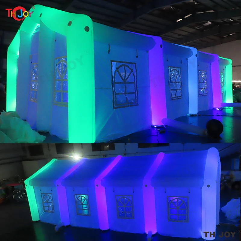 대형 인플레이터블 텐트 화이트 웨딩 파티 텐트 옥스포드 내구성 강한 대형 인플레이터블 마키 텐트 LED 조명 포함