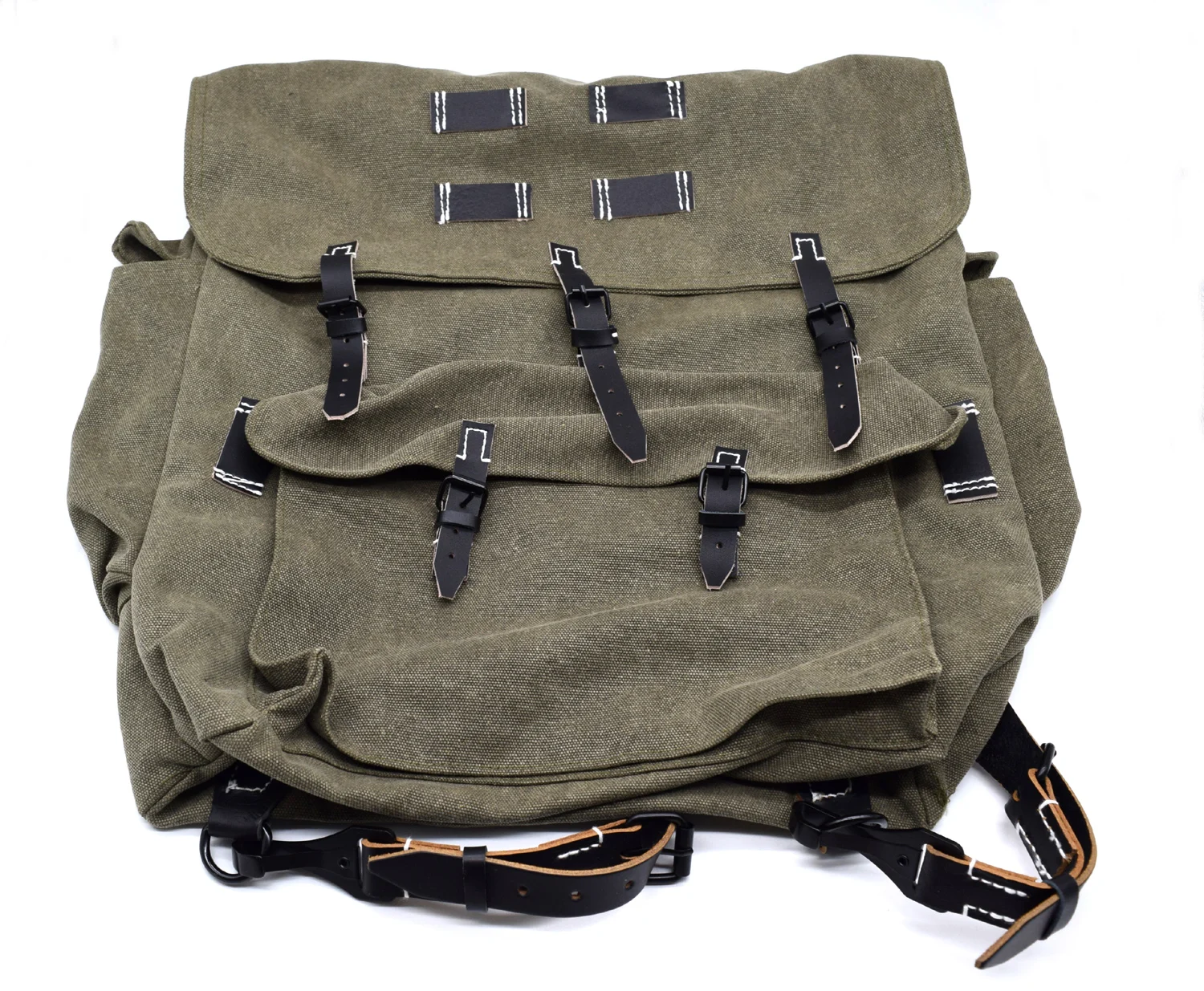 Replica WWII Wehrmacht German Army Heer Elite Mountain Troops Canvas Rucksack Backpack  strap  made leather