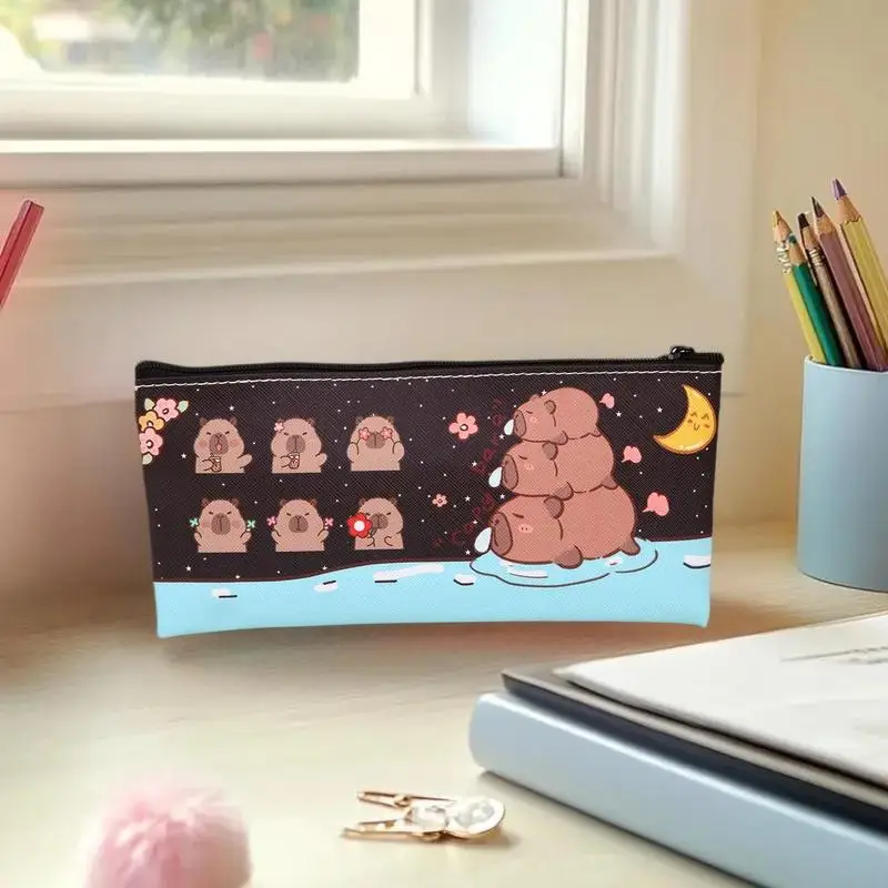 Unique Capybara Image Pencil Case for Learners