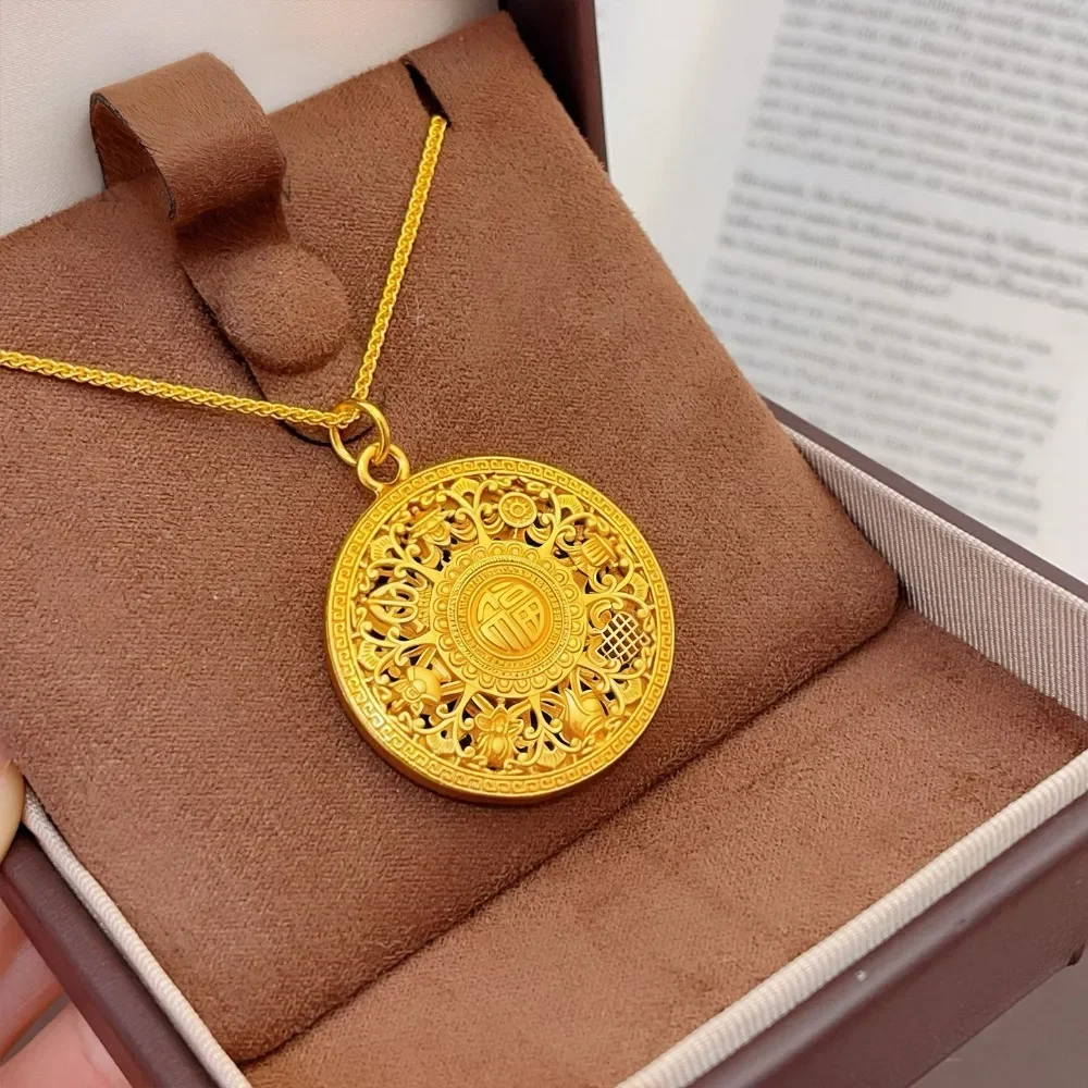 Fortune word eight treasures compass small pendant retro style fashion pendant accessories 9999gold