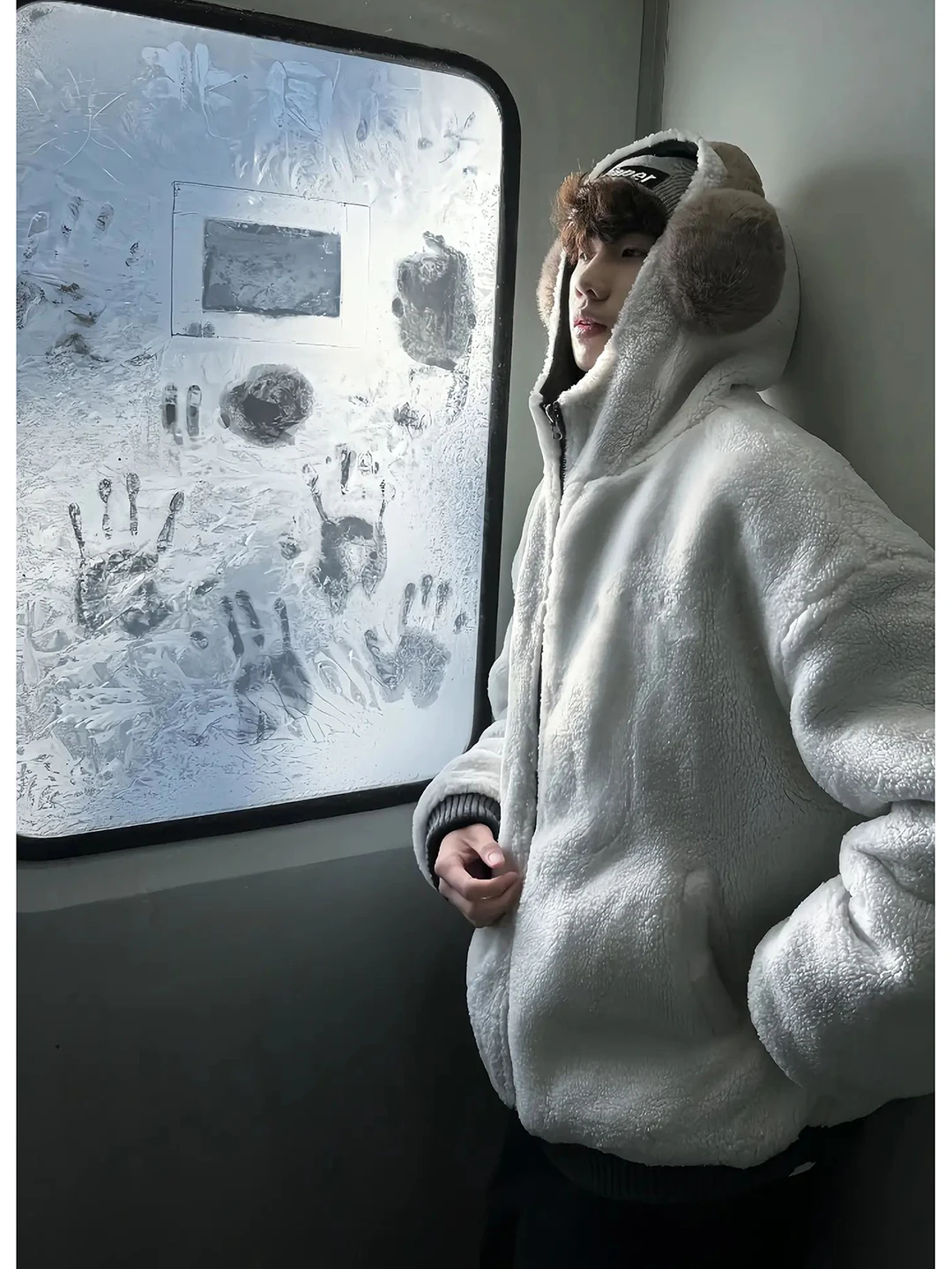 

Thickened Faux Rabbit Fur Lined Sheepskin Hooded Jacket Warm Autumn Winter High End Feel Heavy Open Cardigan Sweatshirt