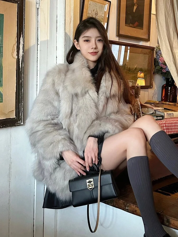 

Eco-Friendly Fur Coat Women's Thick Lazy Style Small Size Plush Winter Outerwear Trendy Mid-Length Korean Style