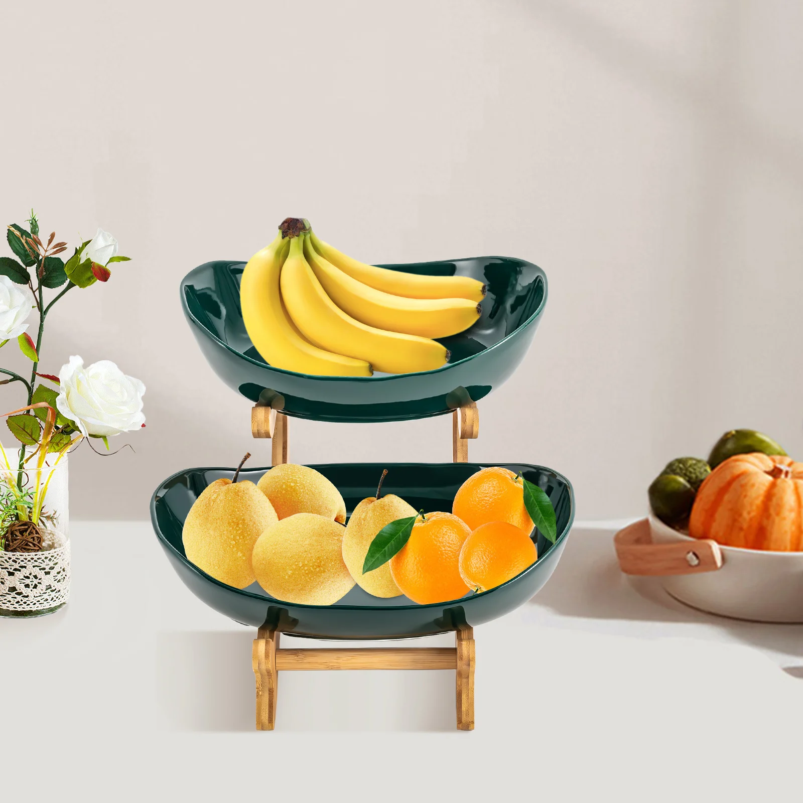 

2 Tier Fruit Basket, Fruit Bowl for Kitchen Counter, Fruit Basket for Kitchen