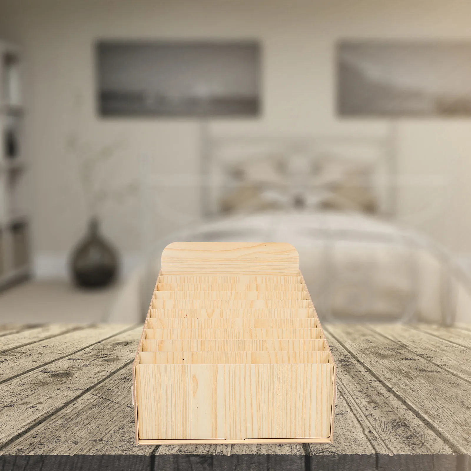 

Wooden Desktop Organizer Box for Sorting Mail Invoices and Documents Large Capacity Desk Storage Solution for Office Home