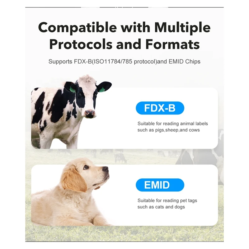 Animal RFID Reader 134.2Khz/125Khz Pet FDX-B EMID Adjustable Sound Brightness USB Dog Cat Horse Handheld Mini Scanner