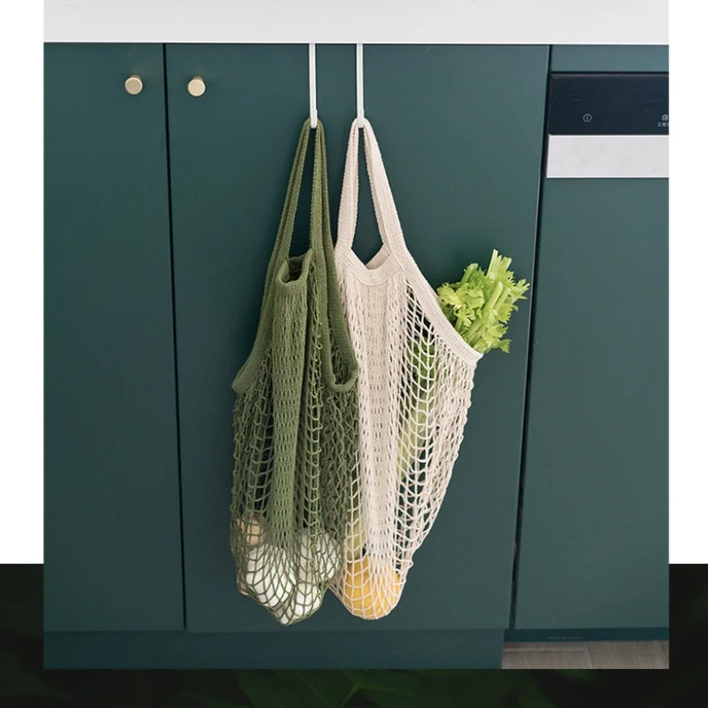 Resuable Shopping Mesh Bags for Fruit Vegetable Grocery Washable Net Turtle String Bag Cotton Totebag Eco-Friendly