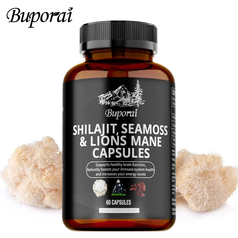 Shilajit, Sea Moss & Lions Mane Capsules - Reduce Fatigue,Muscle Recovery,Improve Energy,Supports Heart, Bones and Joints Health
