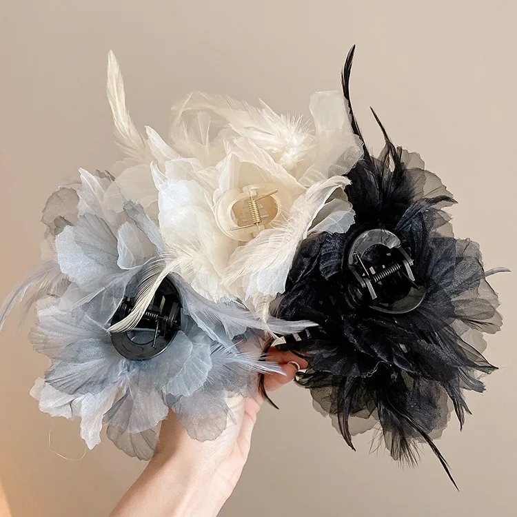 

Ethereal Feather Shark Hair Jaw Clip for Women Back of Head Daily Use Premium Lightweight Non Slip Soft Durable Comfortable