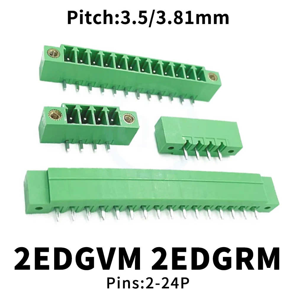 (10 pcs) 2EDGVM 2EDGRM - 3.5mm 3.81mm Flanged PCB Solder Board Terminals Straight Pin/Right Angle 2-24P 15EDGVM 15EDGRM 3.5 3.81