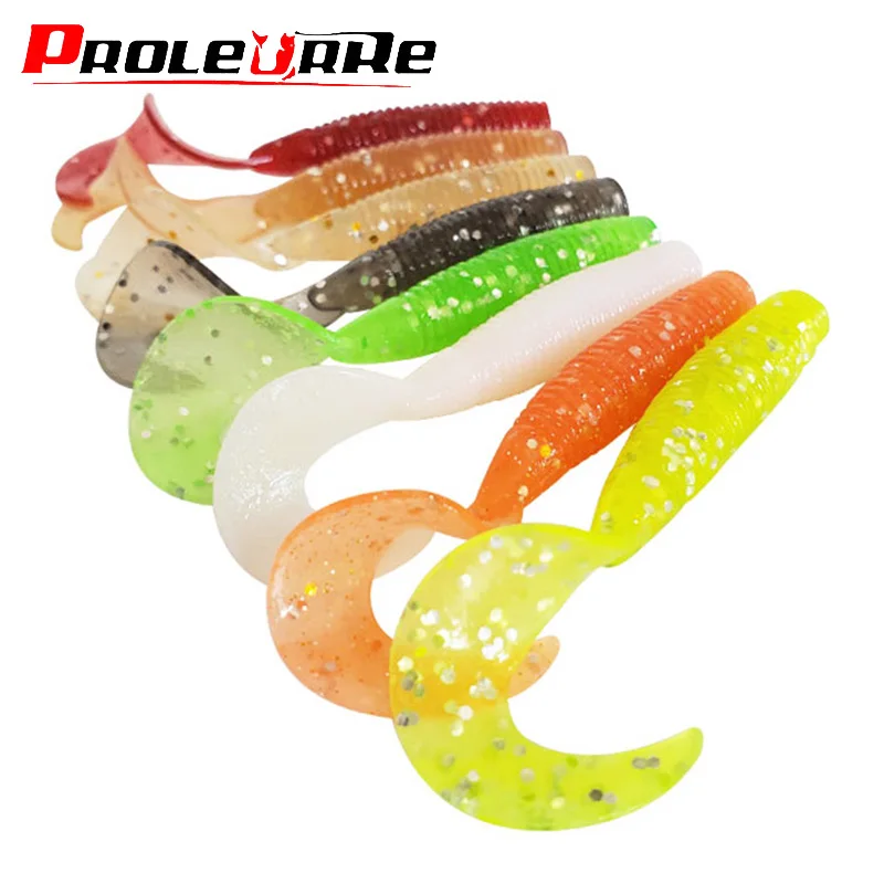 5PCS Long Tail Worm Soft Lures Swimbaits 60mm 1.8g Jig Wobblers Tackle Smell With Salt Silicone Artificial Bait Bass Carp Pesca