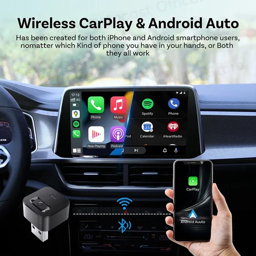 Imagen 2 del producto OTTOCAST Mini Dot Cube inalámbrico CarPlay Android Auto adaptador 2 en 1 USB AI accesorios de coche para Totoya VW Benz Chevrolet Hyundai
