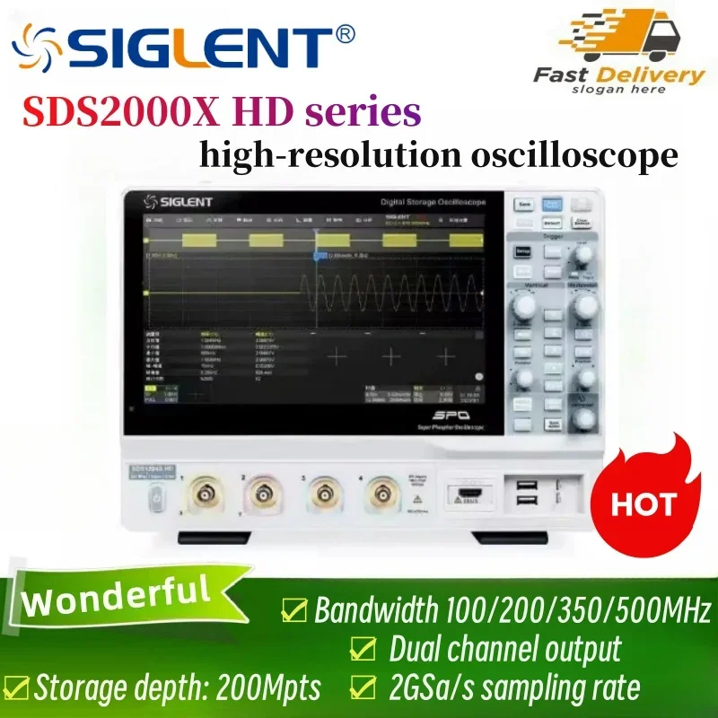 

Siglent SDS2104X/SDS2204X/2354X HD 4-канальный, 100 МГц-350 МГц 12-битный 2 GSa/s флуоресцентный цифровой осциллограф