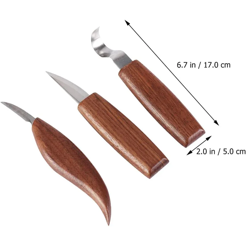 Woodworking Carving Tools Set 3 5Pcs Walnut Handle Engraving Knives For Sculpting and Woodcrafts Professional Carving Kit DIY