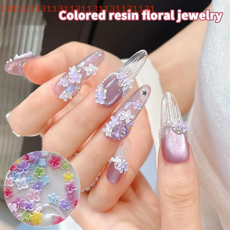 Embellissements de manucure pour ongles à pression, breloques colorées en frangipanier, décor Floral 3D à cinq pétales, 50 pièces
