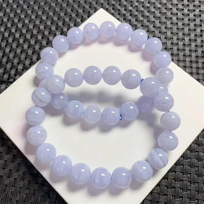 10mm Natural Blue Lace Agate Bracelet Handmade Crystal Quartz Jewelry Stretch Bangle Children Birthday Gift 1pcs