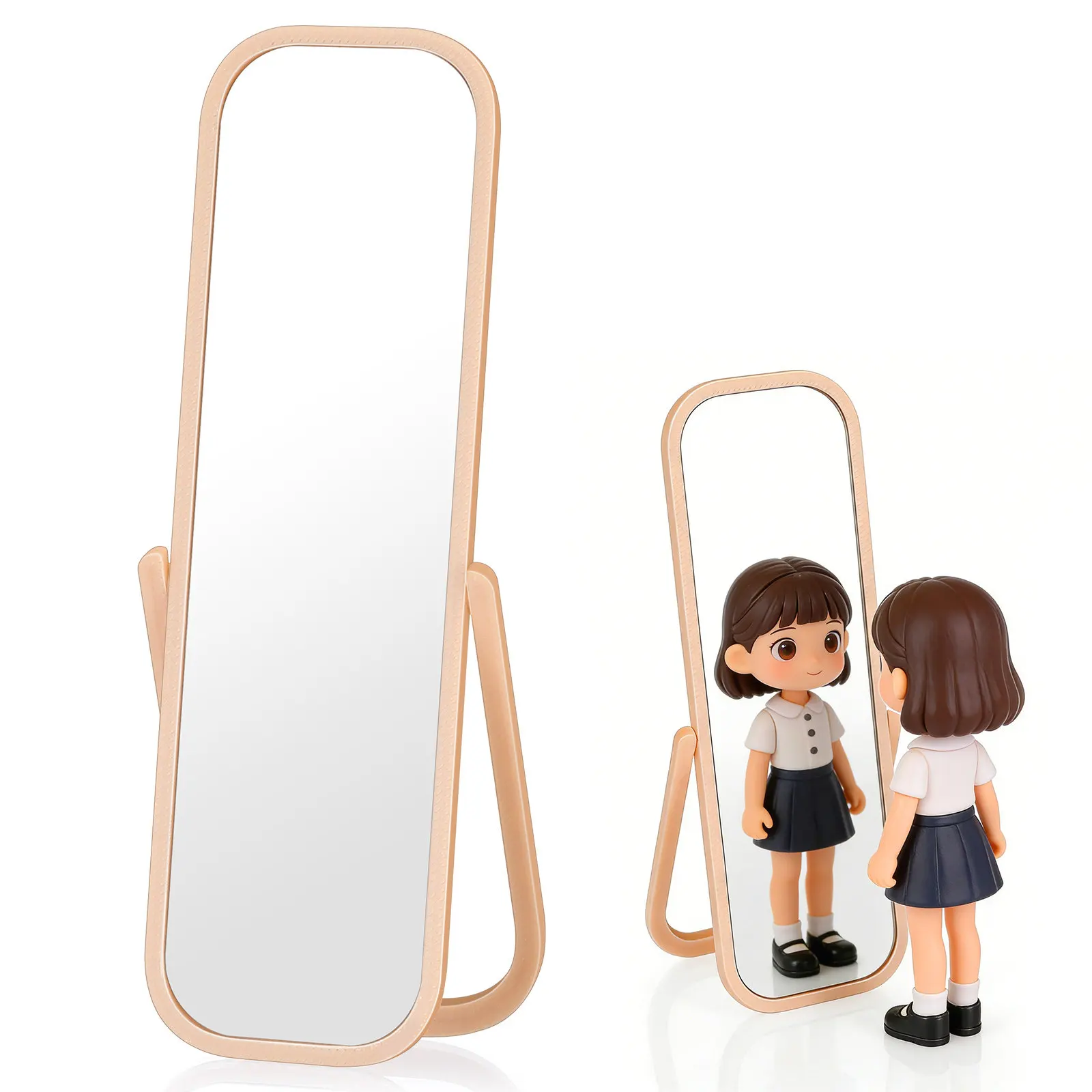 

Miniature Dollhouse Full-Length Standing Dressing Mirror Vintage Design Pretend DIY Craft Bedroom Accessory Mini